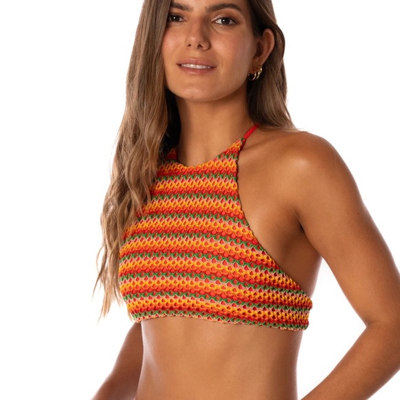 Maaji Jamaican Tropics Baby Doll High Neck Bikini Top Medium NWT - Picture 1 of 8